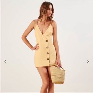Reformation Cayman Yellow Mini Dress